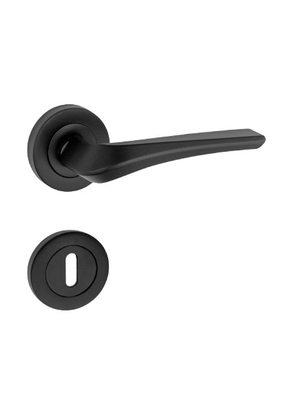 Venüs Kol Yuvarlak Rozetli Siyah Oda Kapı Kolu