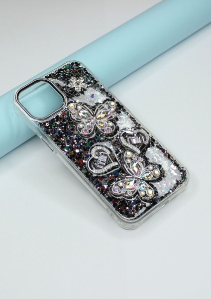 Iphone 11 Kılıf Kelebek Desenli Parlak Simli Kapak fiyatları