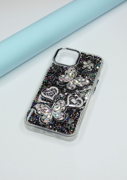 Iphone 11 Kılıf Kelebek Desenli Parlak Simli Kapak indirimleri