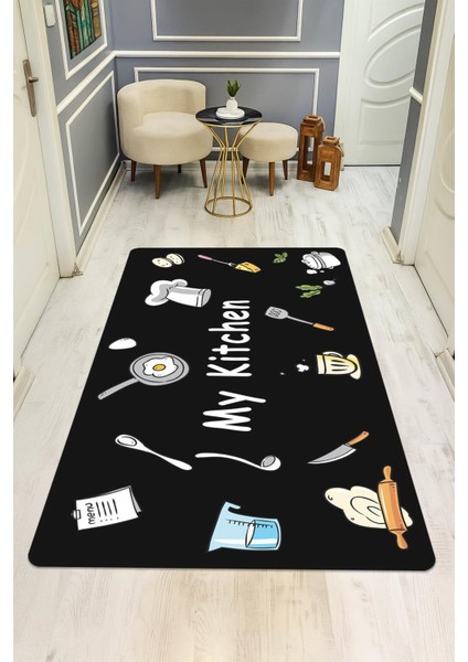 My Kitchen Desenli Dijital Baskı Kaymaz Taban Mutfak Halısı H0037 fiyatları