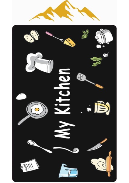 My Kitchen Desenli Dijital Baskı Kaymaz Taban Mutfak Halısı H0037 modelleri