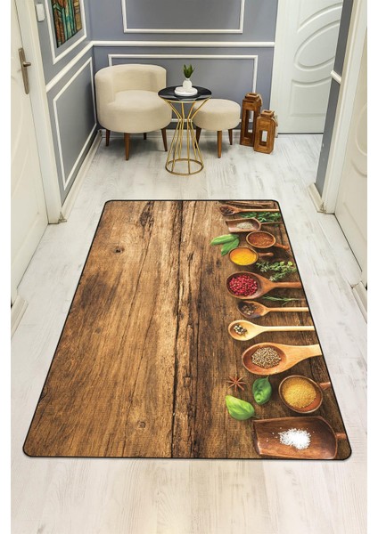 Baharat Desenli Dijital Baskı Kaymaz Taban Mutfak Halısı H0051 fiyatları