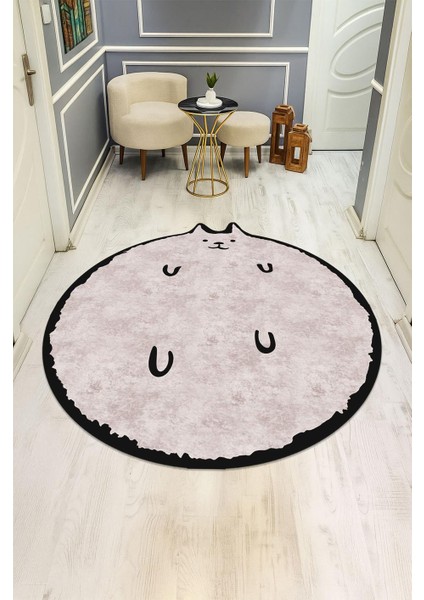 Kedi Desenli Yuvarlak Dijital Baskı Kaymaz Tabanlı Halı H0396 fiyatları