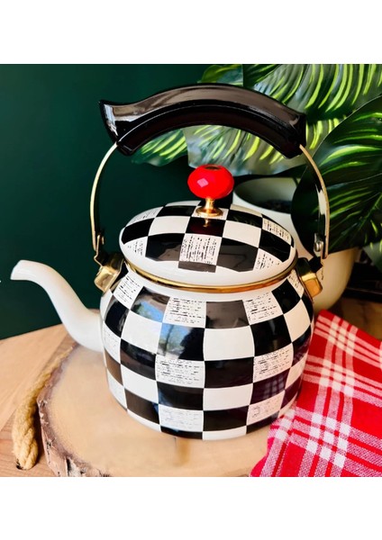 Paçi 2.5 Litre Emaye Damalı Pelikan Tek Demlik fiyatları