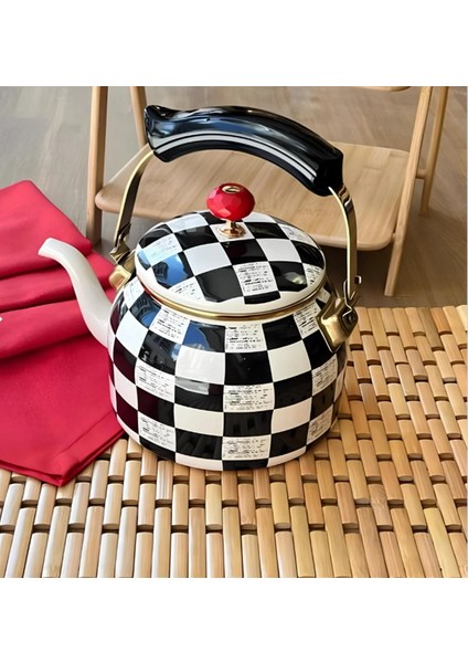 Paçi 2.5 Litre Emaye Damalı Pelikan Tek Demlik modelleri