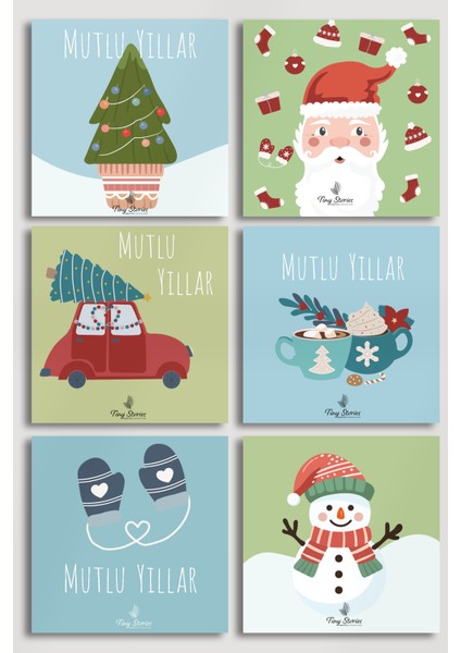 6'lı Yılbaşı Kutlama Kartı Seti/ Kartpostal