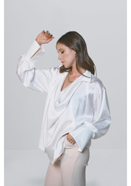 Dökümlü Saten Gömlek