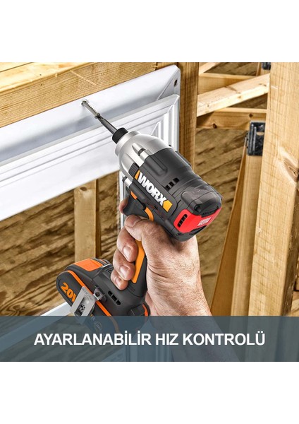 WX261.9 20VOLT/2.0AH Li-Ion Tek Akülü 260NM Kömürsüz Profesyonel Darbeli Matkap modelleri