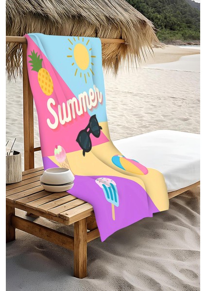 Dijital Baskı Plaj Deniz Havlusu Summer Desenli Peştamal HVL0171 modelleri