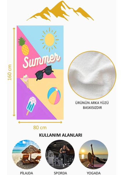 Dijital Baskı Plaj Deniz Havlusu Summer Desenli Peştamal HVL0171 fırsatları