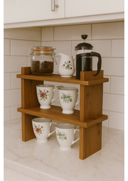 Mutfak Tezgah Üstü 2 Katlı Organizer Çok Amaçlı Raf Baharatlık Kahve Köşesi Mutfak Rafı fiyatları