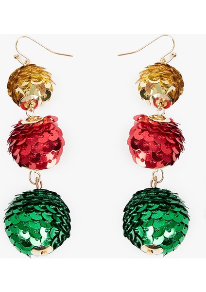 Yılbaşı Temalı Çok Renkli Sallantılı Pullu Küpe