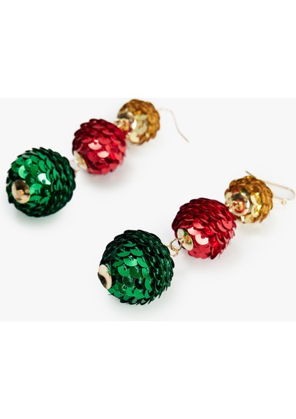 Yılbaşı Temalı Çok Renkli Sallantılı Pullu Küpe fiyatları