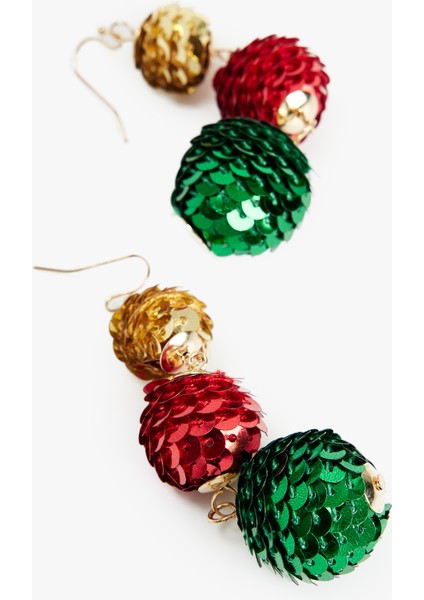 Yılbaşı Temalı Çok Renkli Sallantılı Pullu Küpe modelleri