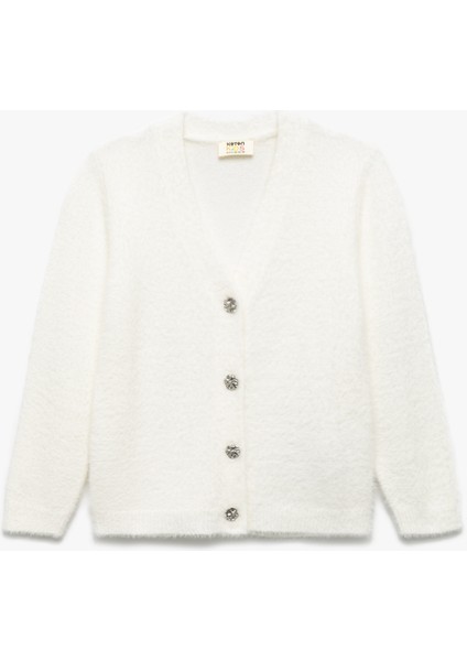 Uzun Kollu V Yaka Düğmeli Basic Triko Hırka