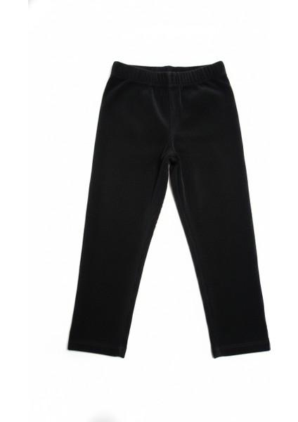 Kız Çocuk Fitilli Kadife Tayt - Siyah Rahat Kışlık Esnek Leggings modelleri