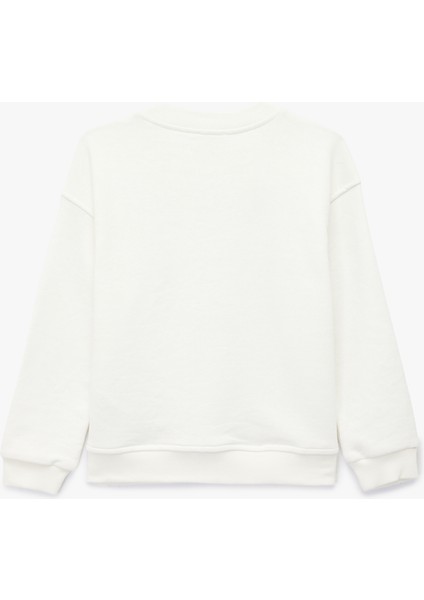 Uzun Kollu Bisiklet Yaka Fiyonk Baskılı Pamuklu Oversize Sweatshirt fiyatları