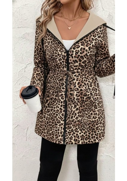 Kadın Uzun Kollu Kapşonlu Çift Taraflı Cepli Bağcıklı Fermuarlı Viskon Iki Iplik Ceket fiyatları