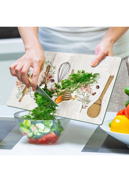 Cam Kesme Tahtası ve Sunumluk Kitchenware Desenli 30 x 40 cm indirimleri