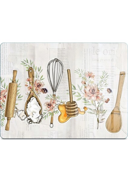 Cam Kesme Tahtası ve Sunumluk Kitchenware Desenli 30 x 40 cm