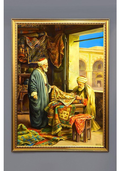 Halı Satıcısı Desenli Dijital Baskılı Kadife Kumaş Çerçeveli Tablo TBL0073