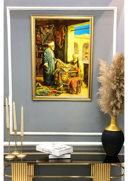 Halı Satıcısı Desenli Dijital Baskılı Kadife Kumaş Çerçeveli Tablo TBL0073 fiyatları