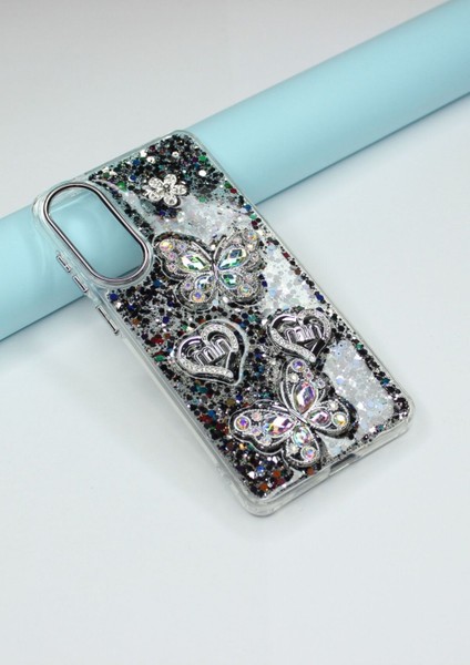 Samsung Galaxy S25 Edge Kılıf Kelebek Desenli Parlak Simli Kapak fiyatları