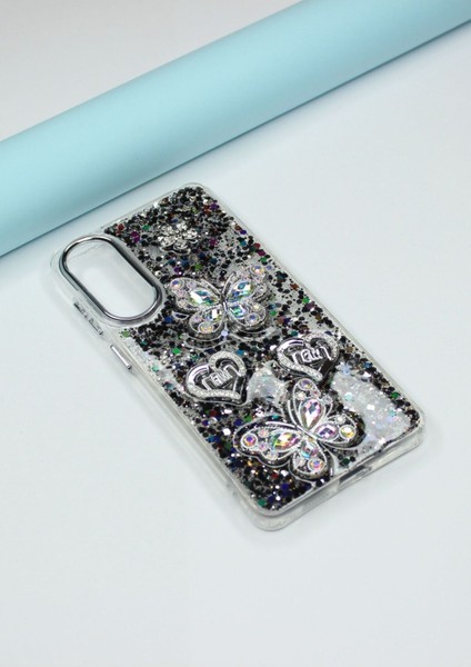 Samsung Galaxy S25 Edge Kılıf Kelebek Desenli Parlak Simli Kapak fırsatları