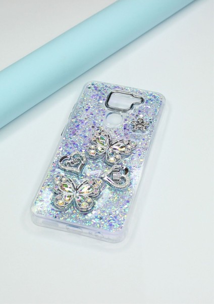 Xiaomi Redmi Note 9 Kılıf Kelebek Desenli Parlak Simli Kapak indirimleri