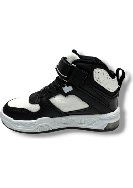 021-26 Deri Cırt Bantlı Çocuk Spor Bot Siyah Beyaz 26-30 modelleri