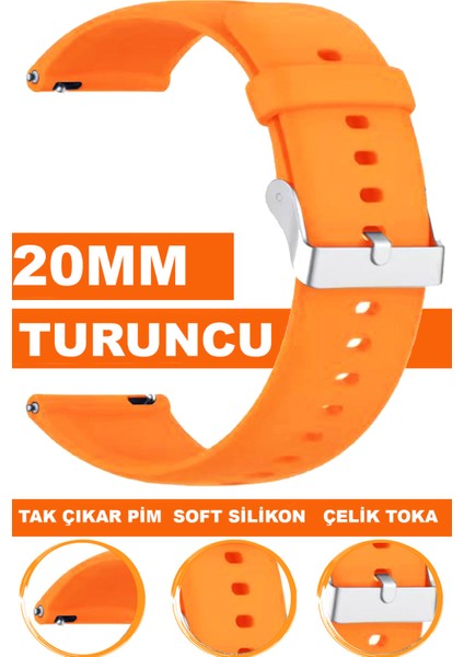 samsung galaxy 4 5 5 pro 6 40mm-42mm-44mm-46mm kasa uyumlu 20mm soft silikon saat kordonu kayışı a72-turuncu