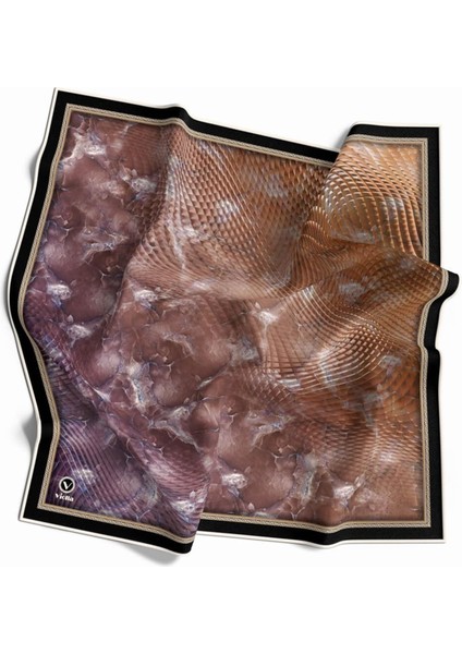 Twill Batik Desenli Pembe Renkli 90X90 Eşarp (Ipek Içermez) Kenar Dikiş Şekli El Dikişli