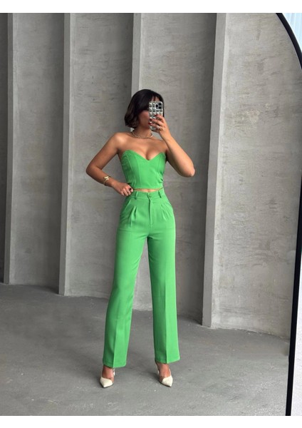 Palazzo Pantolonlu Alt Üst Takım Yeşil indirimleri