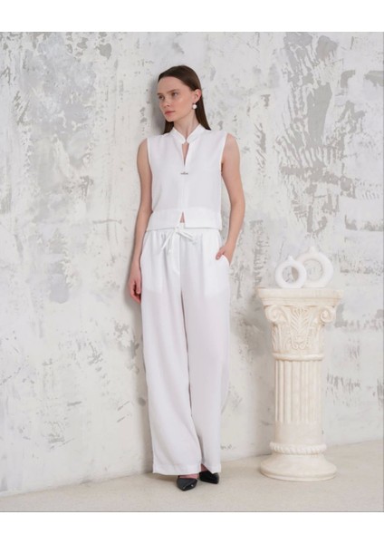 Broşlu Yelek Pantolon Takım Beyaz S255821 fiyatları