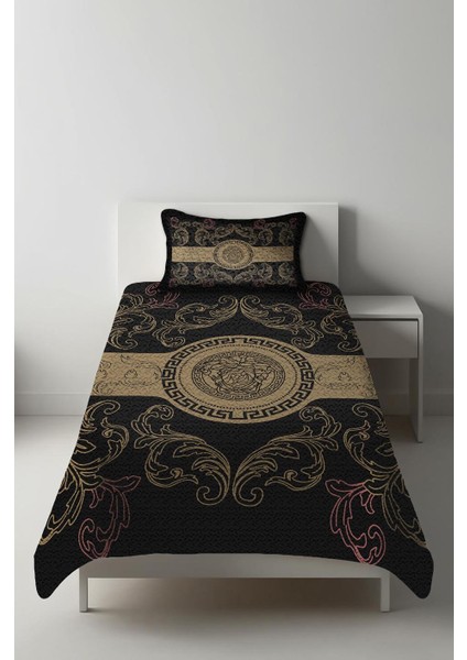 Parlak Kadife Kumaş Kapitoneli Tek Kişilik Yatak Örtüsü Seti (2 Parça) TKY0004