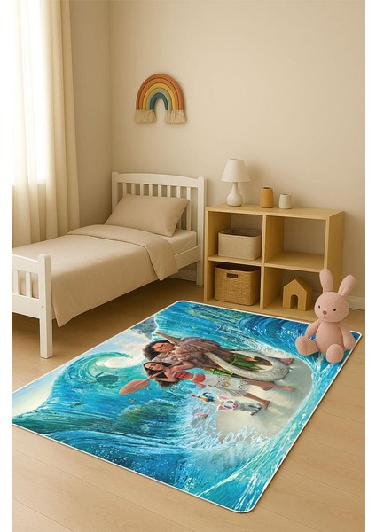 Parlak Kadife Kumaş Dijital Baskı Dot Kaymaz Tabanlı Çocuk ve Genç Odası Halısı H0548