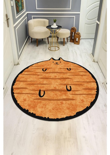 Kedi Desenli Yuvarlak Dijital Baskı Kaymaz Tabanlı Halı H0394 fiyatları