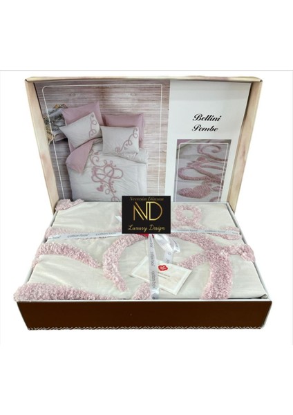 Puff Nakışlı Ranforce Çift Kişilik Anneler Günü Nev Takımı Bellini Pembe indirimleri