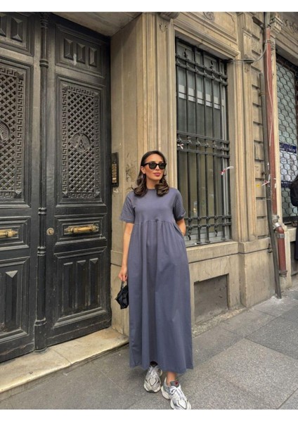 Bisiklet Yaka Robalı Uzun Elbise fırsatları