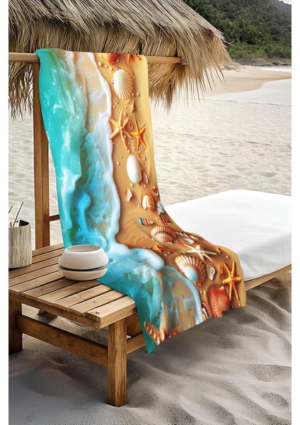 Dijital Baskı Plaj Deniz Havlusu Kumsal Desenli Peştamal HVL0030 modelleri