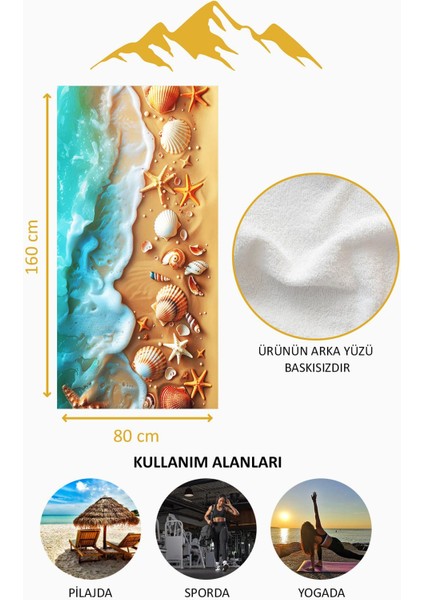 Dijital Baskı Plaj Deniz Havlusu Kumsal Desenli Peştamal HVL0030 fırsatları