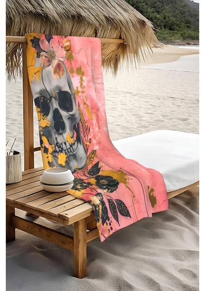 Dijital Baskı Plaj Deniz Havlusu Modern Kuru Kafa Desenli Peştamal HVL0146 modelleri