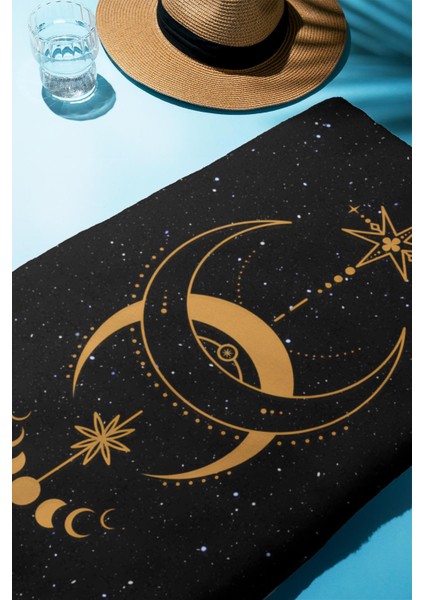 Dijital Baskı Plaj Deniz Havlusu Ay ve Yıldız Desenli Peştamal HVL0148 fiyatları