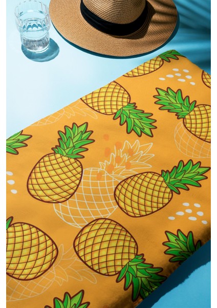 Dijital Baskı Plaj Deniz Havlusu Ananas Desenli Peştamal HVL0165 fiyatları