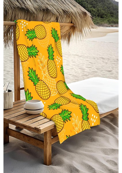 Dijital Baskı Plaj Deniz Havlusu Ananas Desenli Peştamal HVL0165 modelleri