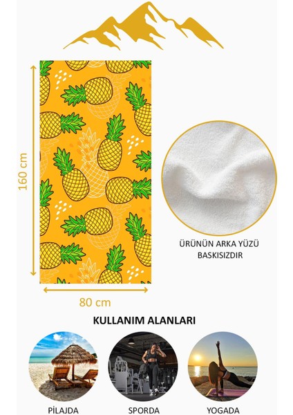 Dijital Baskı Plaj Deniz Havlusu Ananas Desenli Peştamal HVL0165 fırsatları