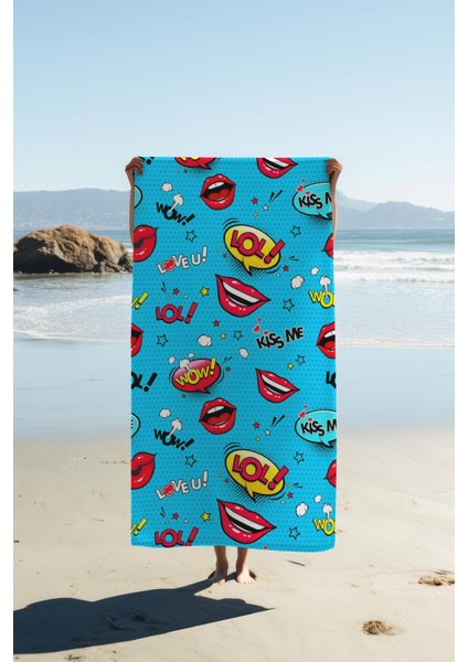 Dijital Baskı Plaj Deniz Havlusu Modern Desenli Peştamal HVL0174