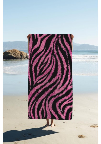 Dijital Baskı Plaj Deniz Havlusu Zebra Desenli Peştamal HVL0187