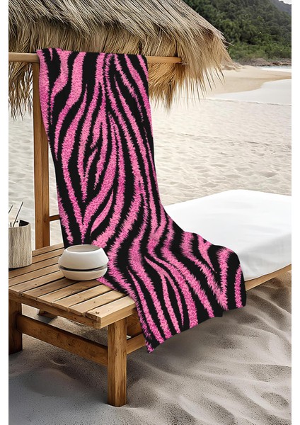 Dijital Baskı Plaj Deniz Havlusu Zebra Desenli Peştamal HVL0187 modelleri