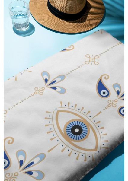Dijital Baskı Plaj Deniz Havlusu Nazar Boncuğu Desenli Peştamal HVL0192 fiyatları